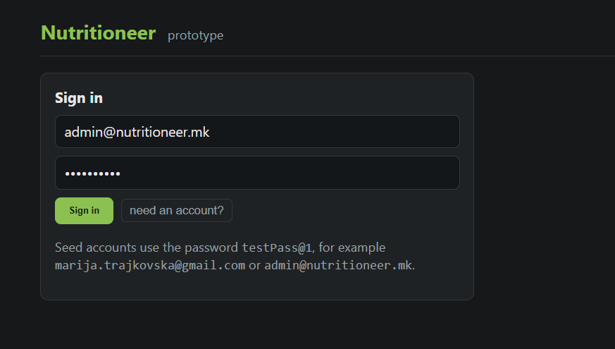 login page